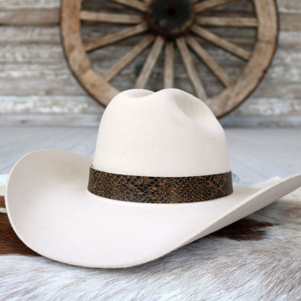 Brown Snake Print Leather Hat Band