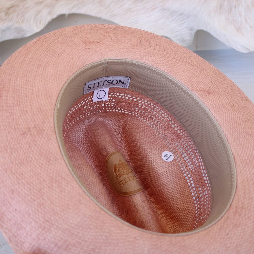 Stetson Redwood Apricot Straw Fedora Hat