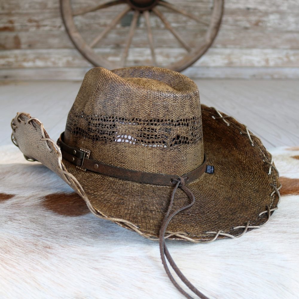 Stampede Men's Straw Cowboy Hat - Brown Chain