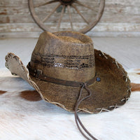 Stampede Men's Straw Cowboy Hat - Brown Chain