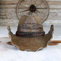 Stampede Men's Straw Cowboy Hat - Brown Chain
