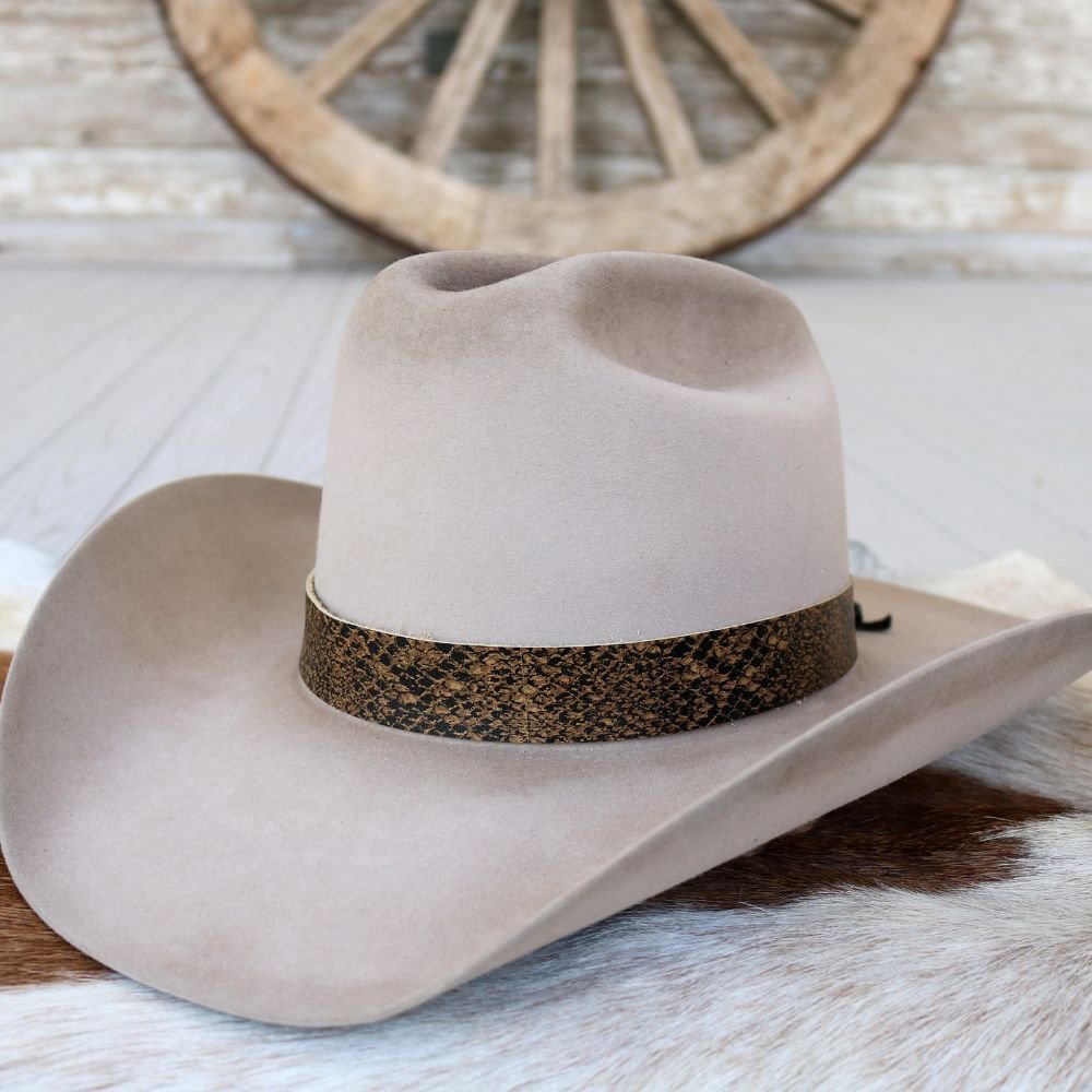 Brown Snake Print Leather Hat Band