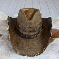 Stampede Men's Straw Cowboy Hat - Brown Chain