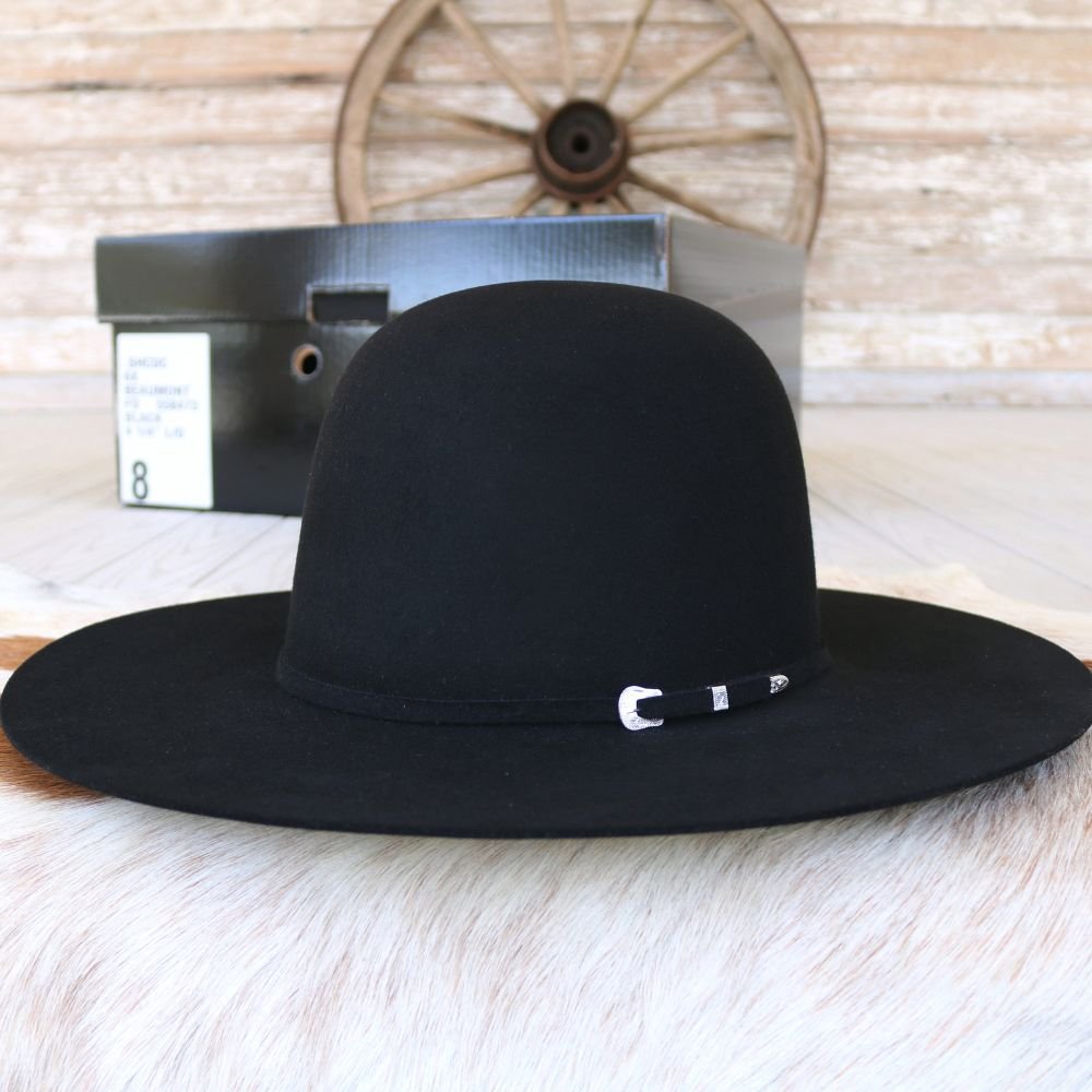 Serratelli Black 6X Beaumont Open Crown Felt Cowboy Hat - Size 8