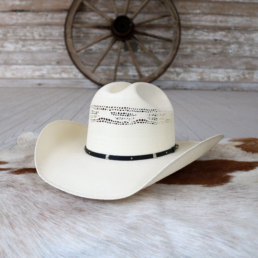 thumbnail interactive-video image 1 of Stetson Rustic Straw Hat - Mexican Palm With Leather Hatband & Chin Strap 1 of 11