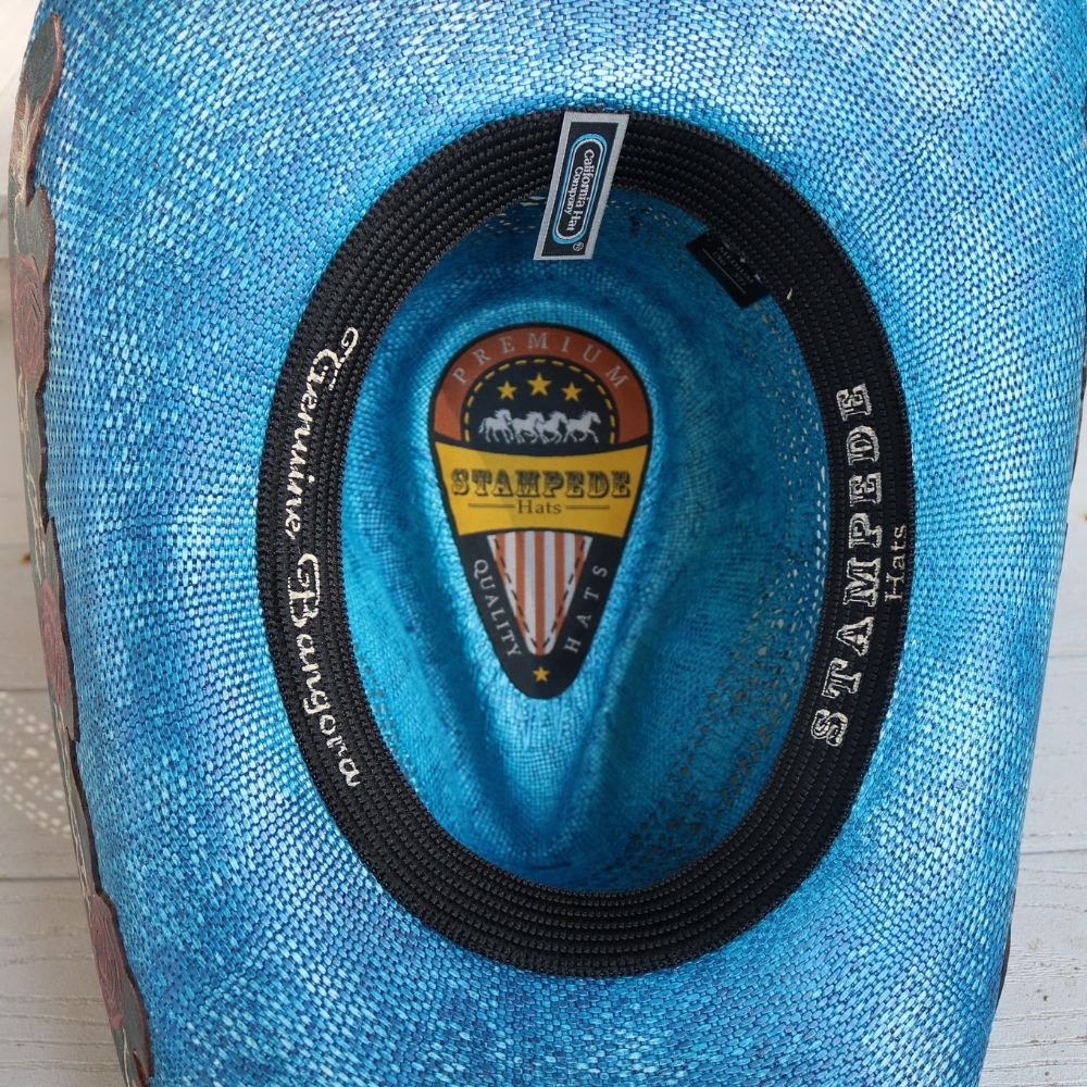 Stampede Women's Blue Straw Cowboy Hat - The Blue Rose