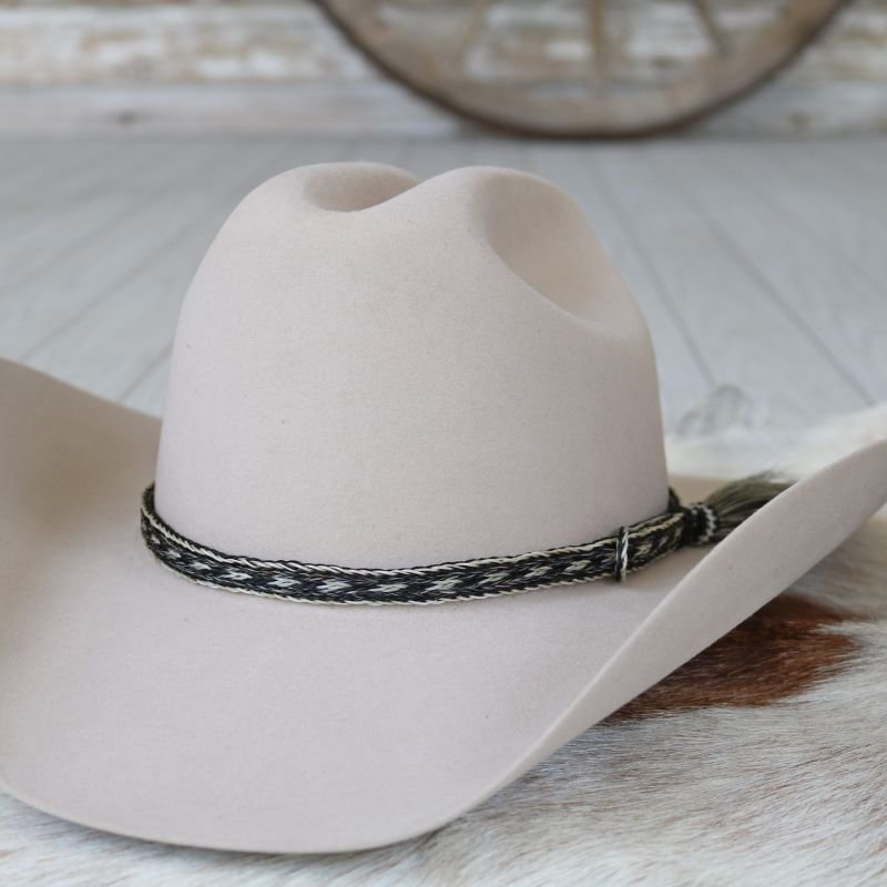 Horsehair Braided Single Tassel Hat Band - Pepper