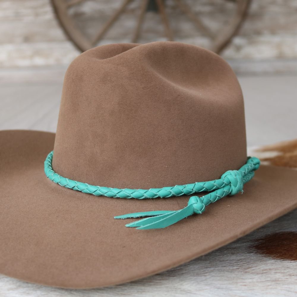 Turquoise Braided Leather Hat Band