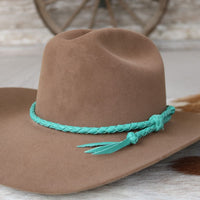 Turquoise Braided Leather Hat Band