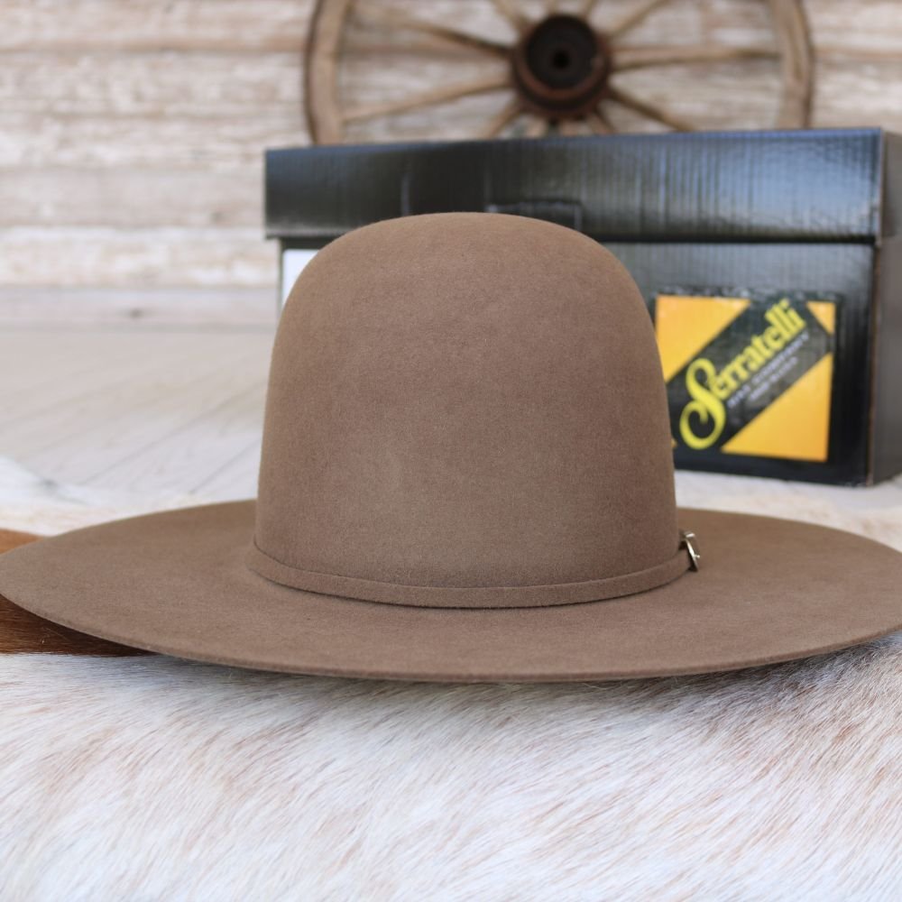 Serratelli Pecan 6X Beaumont Open Crown Felt Cowboy Hat - Size 8