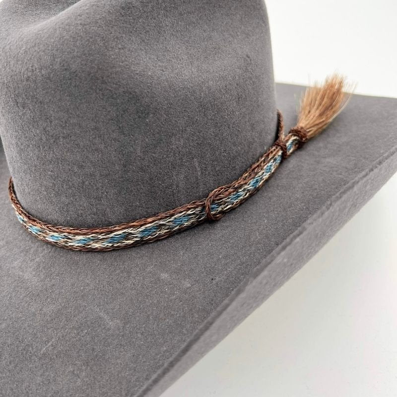 Horsehair Blue Braided Tassel Hat Band - Cobalt