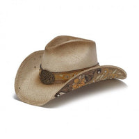 Women's Straw Cowboy Hat | Stampede | Rhinestones | Yellow Flowers