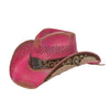Stampede Women's Pink Straw Cowboy Hat - Rosette