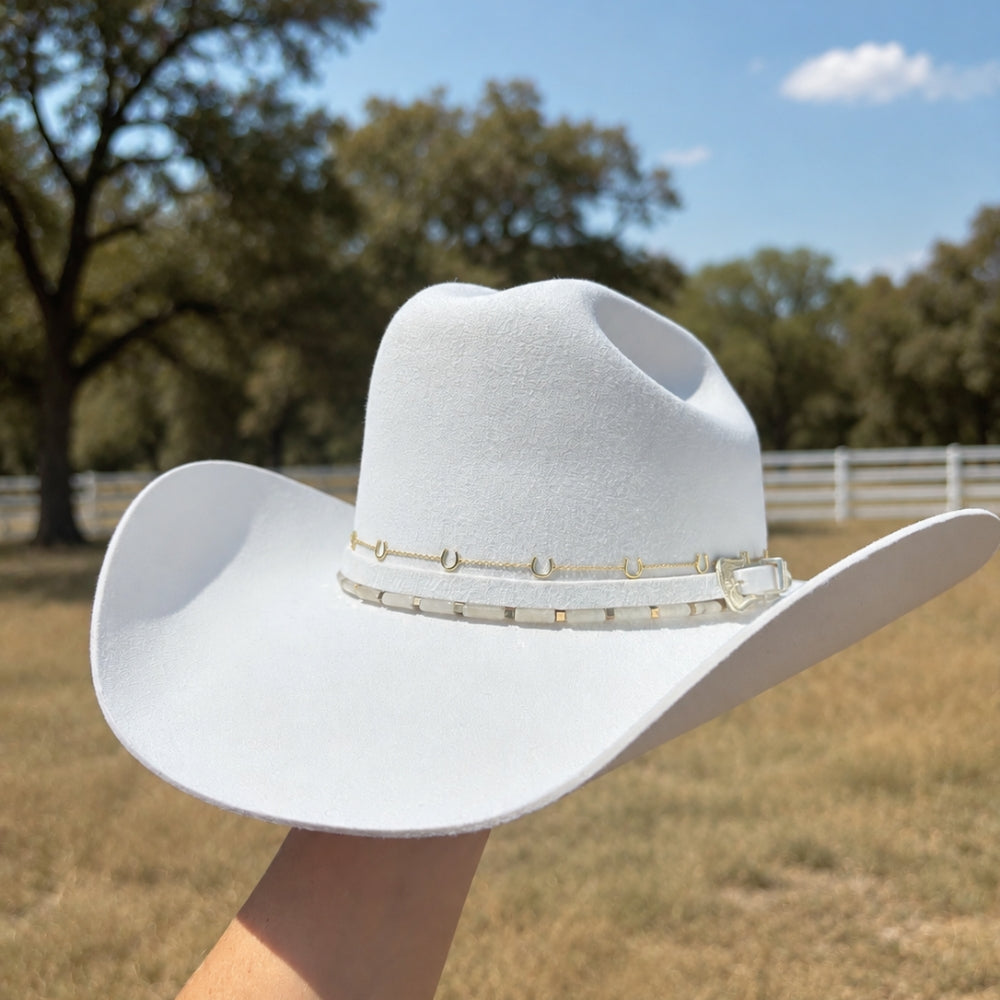 White Jade Stone Hat Band - Halo