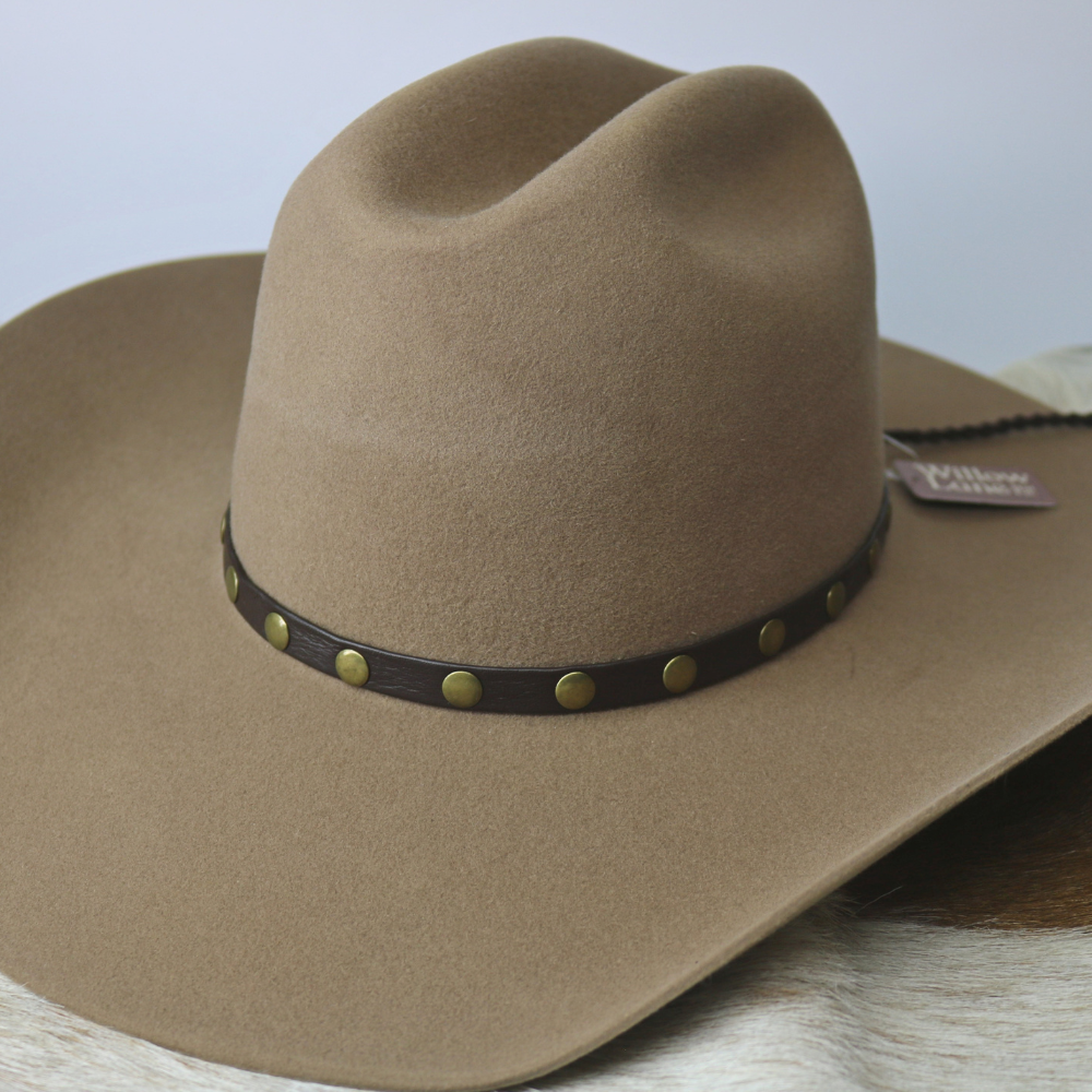 Espresso Studded Goat Leather Hat Band