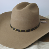 Espresso Studded Goat Leather Hat Band