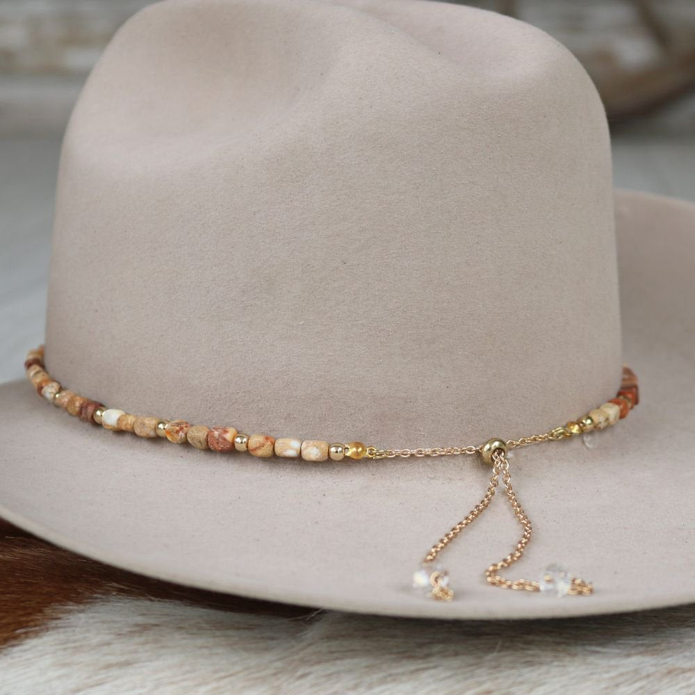 Chunky Brown Jasper Stone Hat Band - Sienna