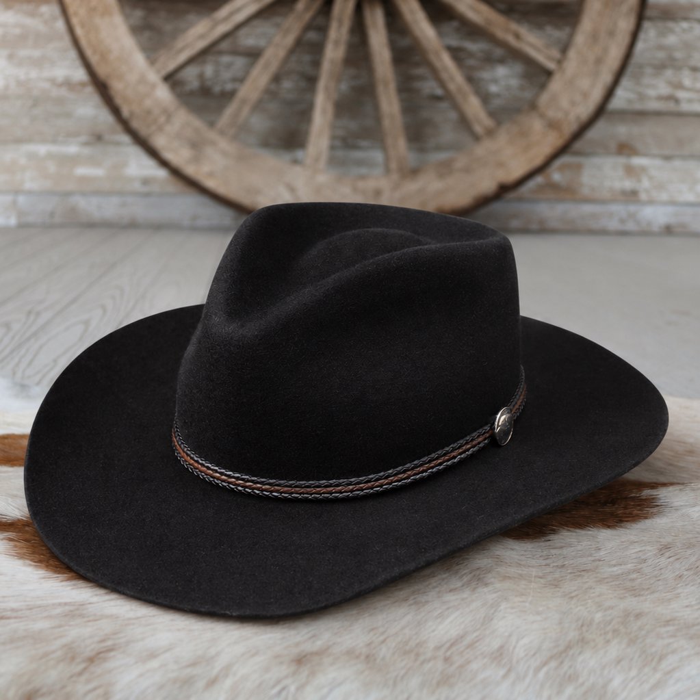 Stetson Woodrow Black Wool Short Brim Cowboy Hat Western 