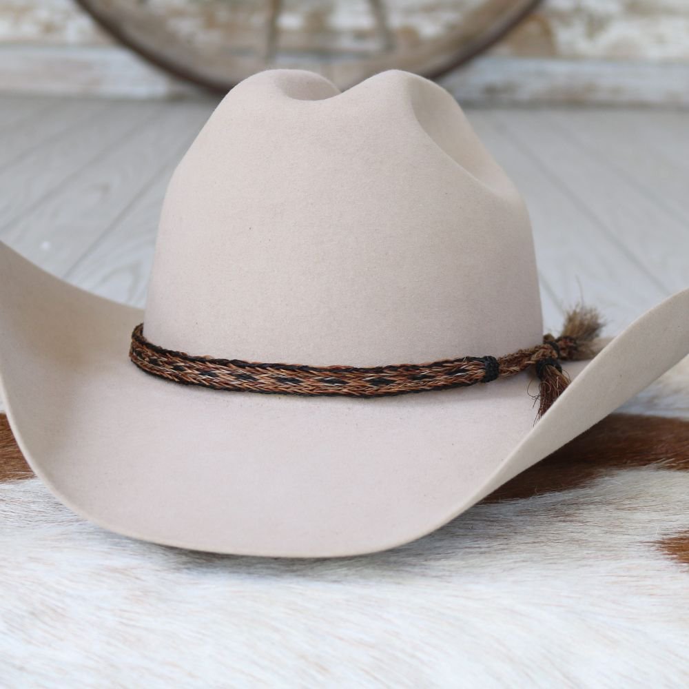 Horsehair 5 Strand Braided Hat Band with Double Tassel - Lariat