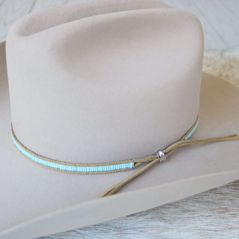 Lane Stitch Pale Blue Beaded Hat Band