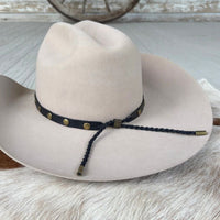Black Studded Goat Leather Hat Band