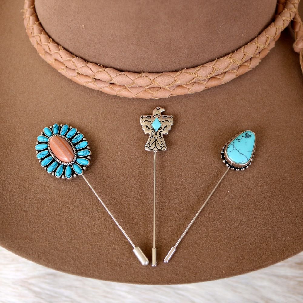 Oval Stick Hat Pin - Desert Flame