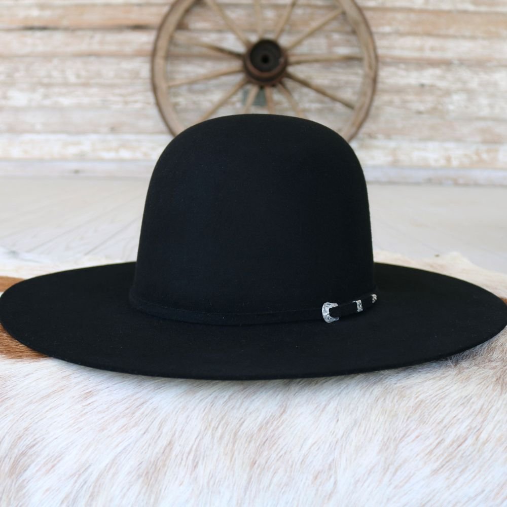 Serratelli Black 6X Beaumont Open Crown Felt Cowboy Hat - Size 8