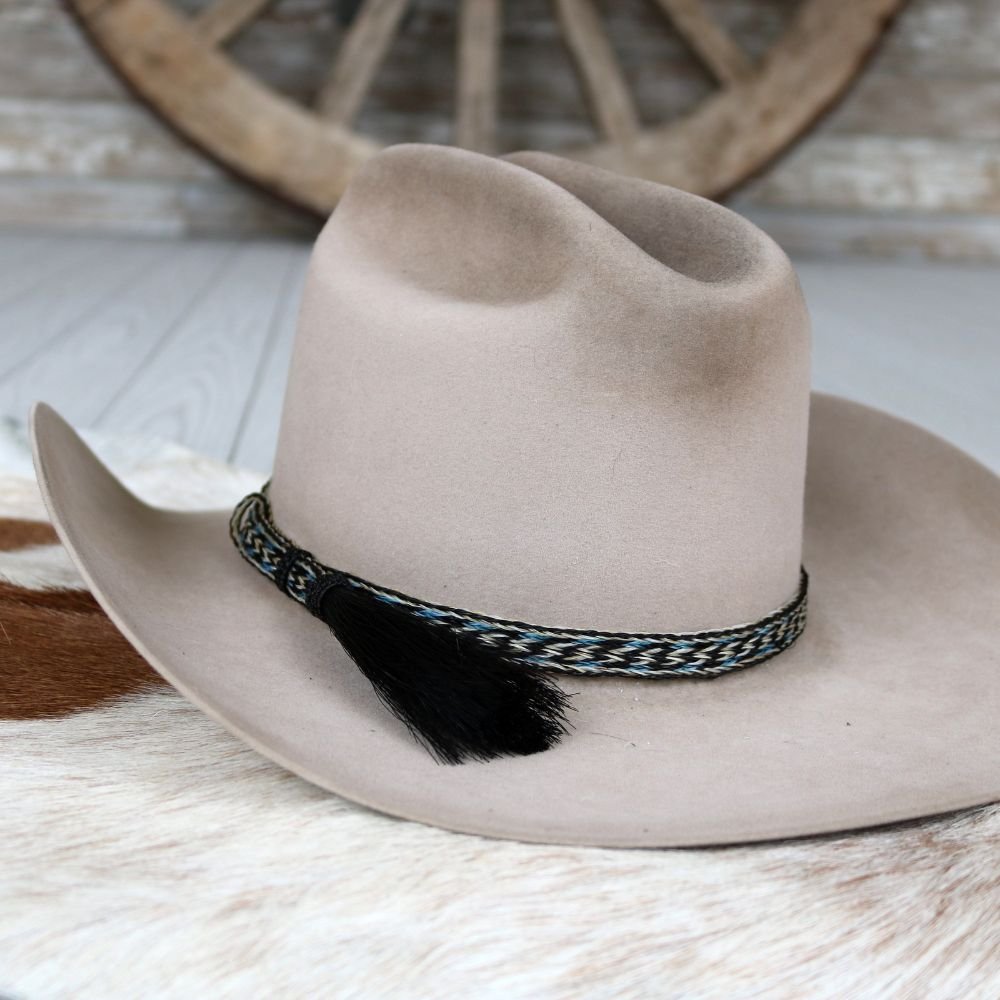 Horsehair Blue Braided Tassel Hat Band - Frost