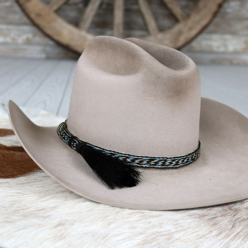 Horsehair Blue Braided Tassel Hat Band - Frost