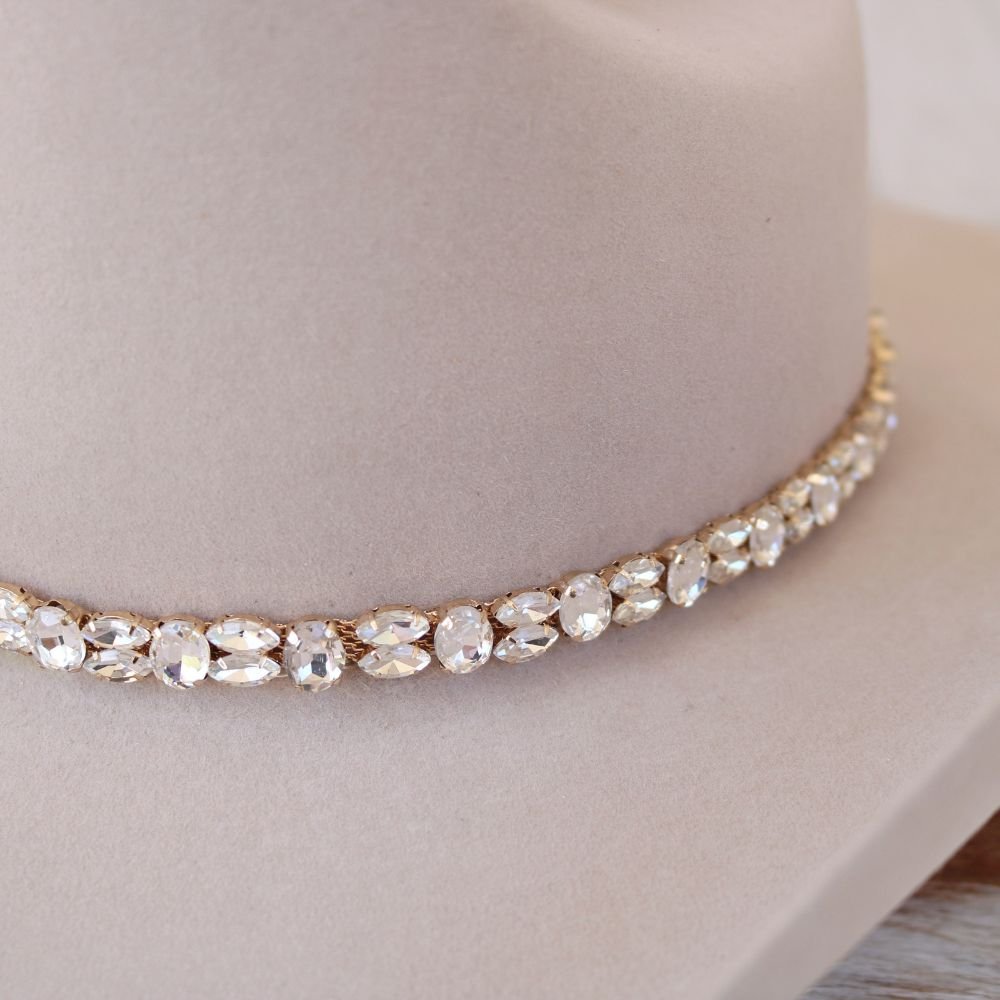 Rose Gold Rhinestone Bling Hat Band - The Kate