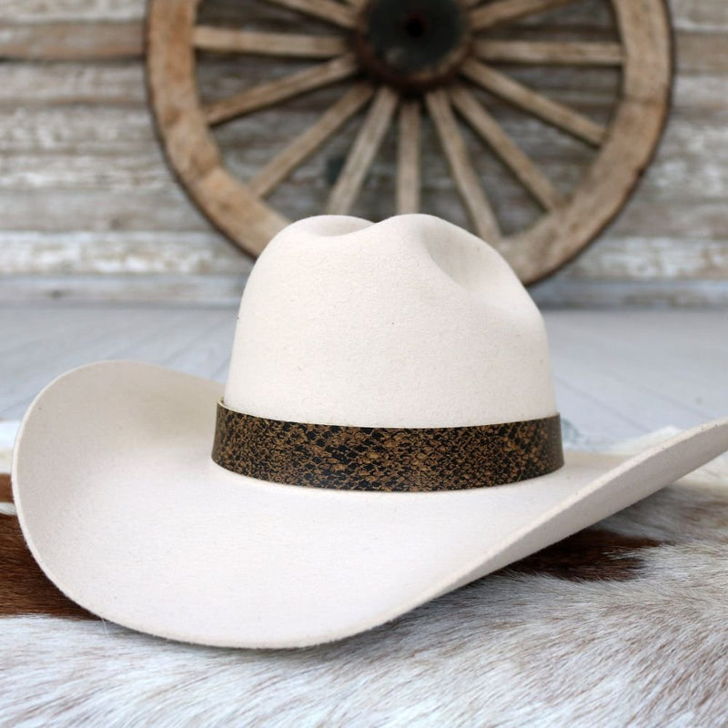 Brown Snake Print Leather Hat Band