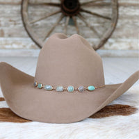 Turquoise & Grey Stone Chain Hat Band – Ada