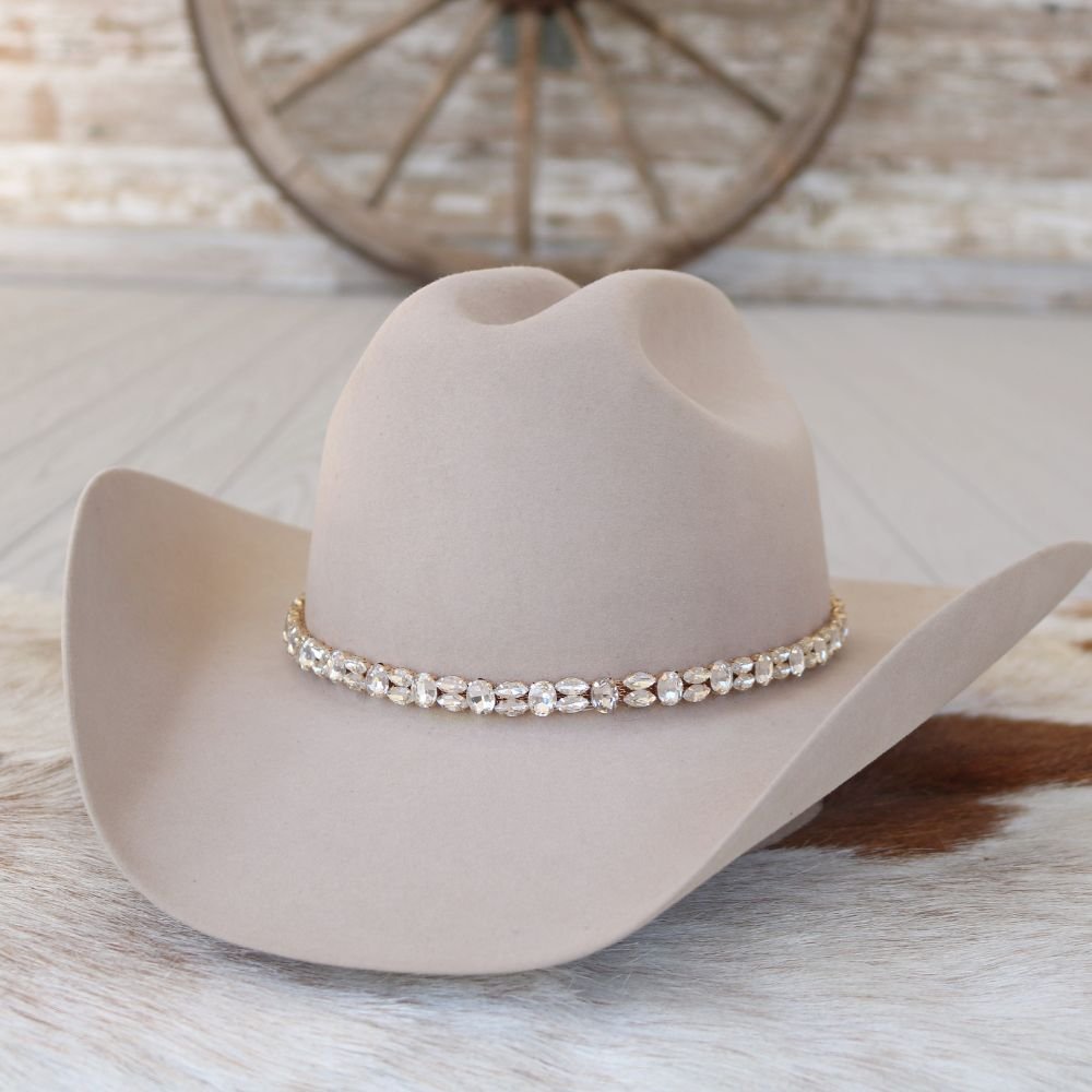 Rose Gold Rhinestone Bling Hat Band - The Kate