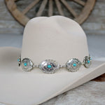 Silver Turquoise Scalloped Concho Hat Band - Sweetwater