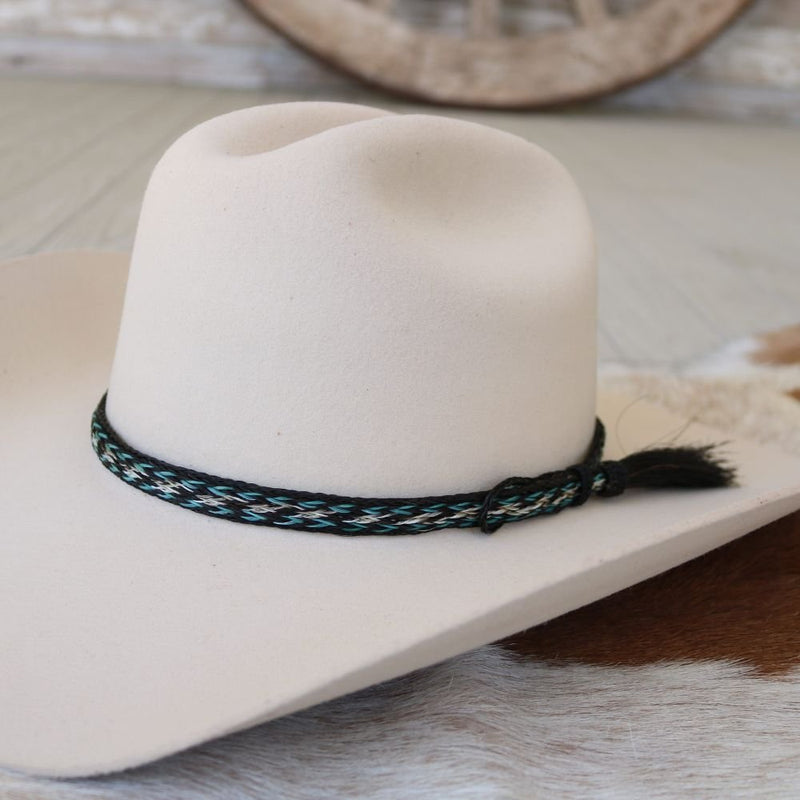 Horsehair Braided Single Tassel Blue Hat Band - Colt