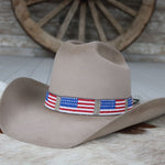 American Flag Beaded Hat Band