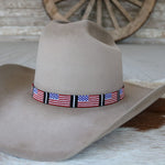 American Flag Beaded Hat Band