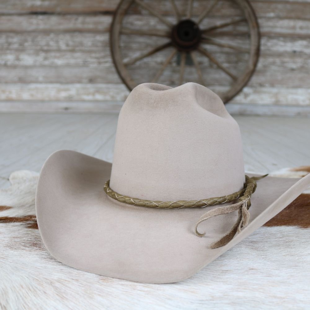 Olive Braided Leather Hat Band