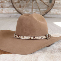 Cowhide Hat Band with Silver Buckle - Branson