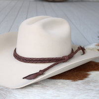 Brown Braided Leather Hat Band