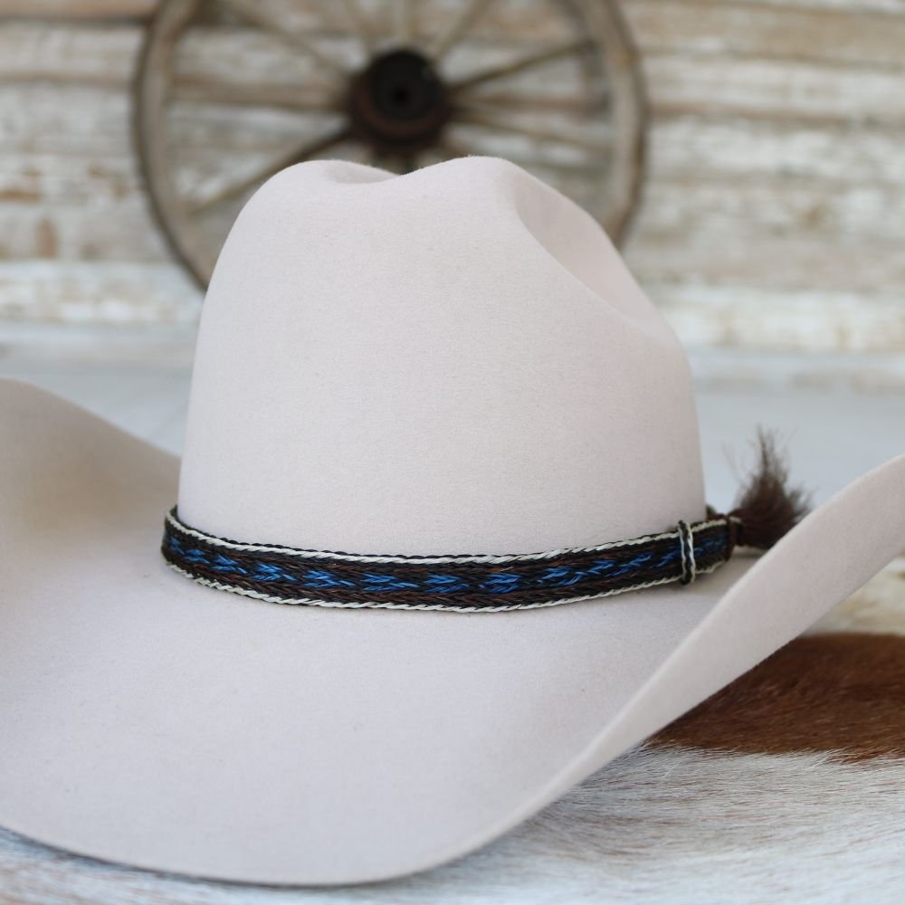 Genuine Horsehair 6 Strand Braided Hat Band with Single Tassel - Bandera