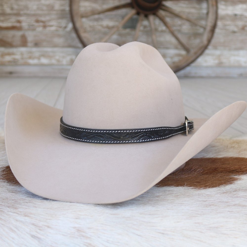 Ivory boater hat - leather buckle up band Leather Buckle Hat Band - Veg Tan – Maufrais-Austin main image 4