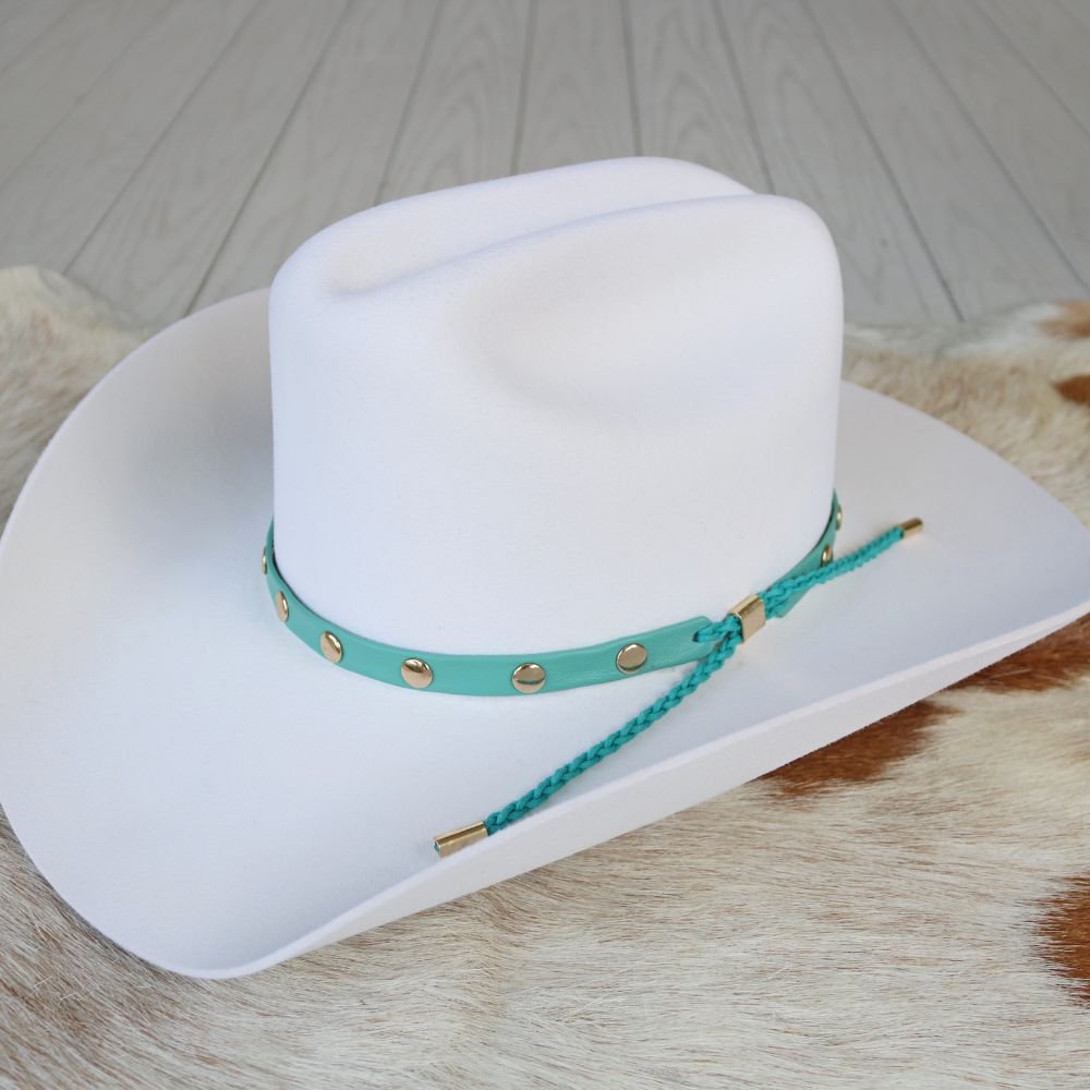 Turquoise Studded Goat Leather Hat Band