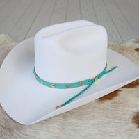 Turquoise Studded Goat Leather Hat Band