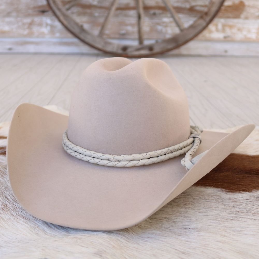 Bone Braided Leather Hat Band