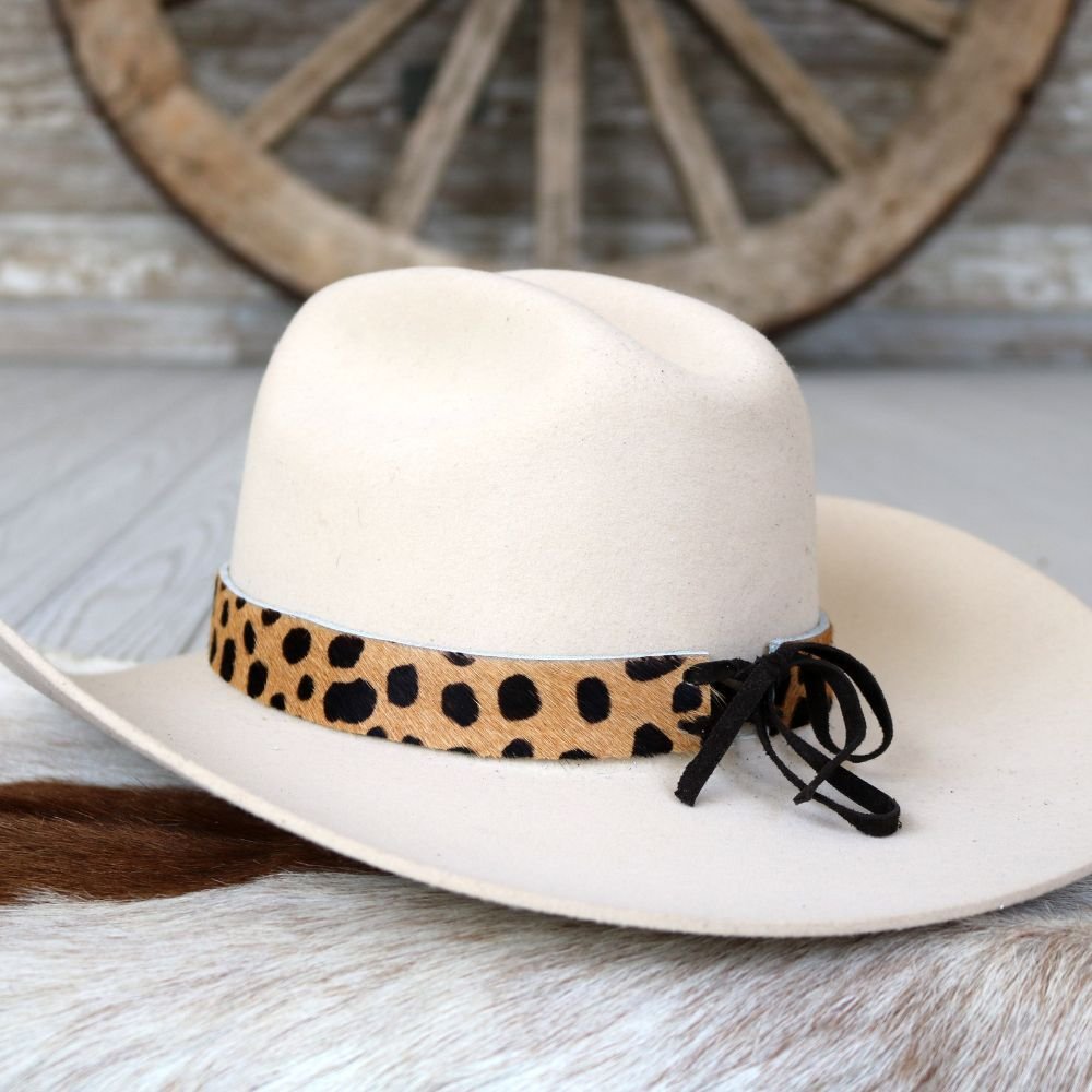 Spotted Print Leather Hat Band - Sahara