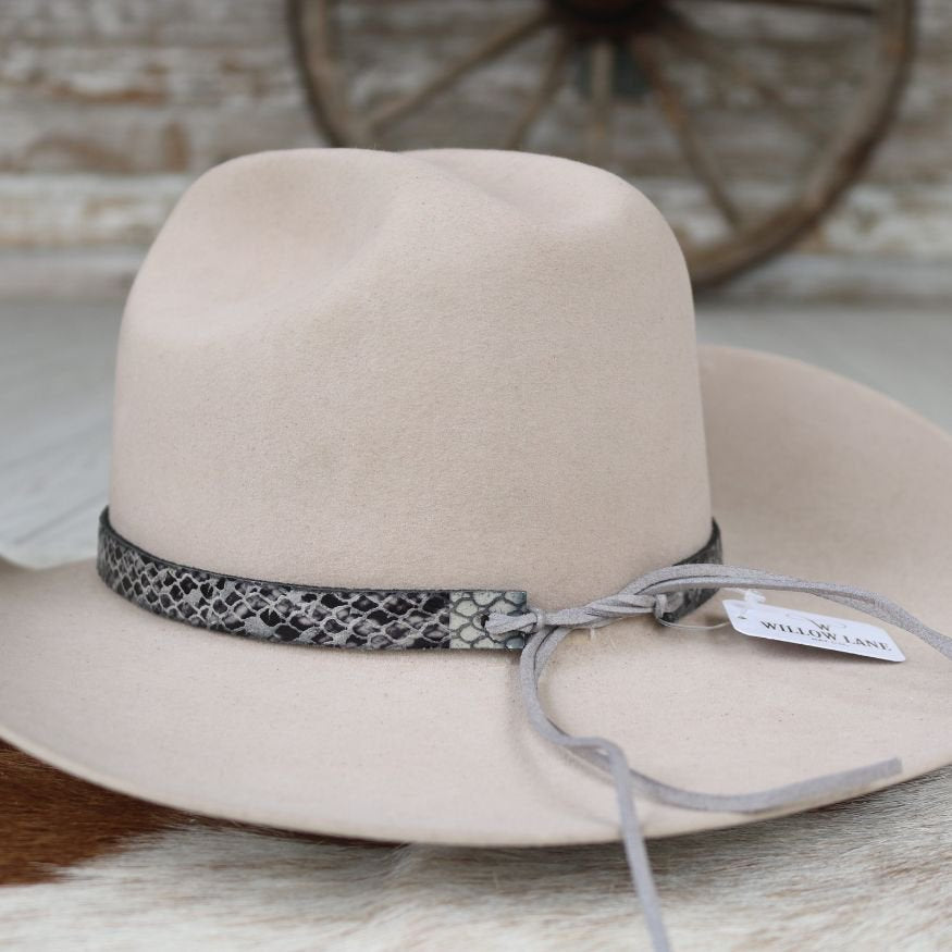 Leather Hat Band – Grey Pebble