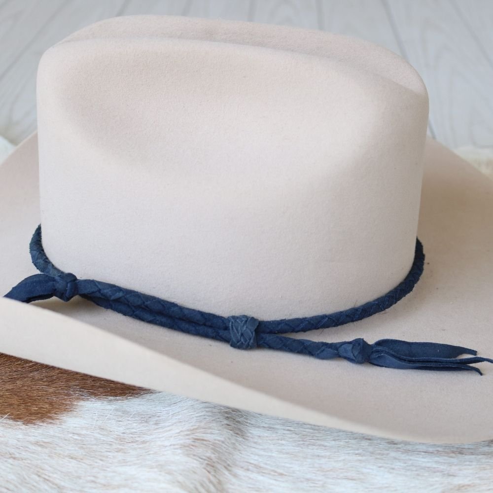 Midnight Blue Braided Leather Hat Band