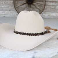 Genuine Horsehair 5 Strand Braided Hat Band with Single Tassel - Overo