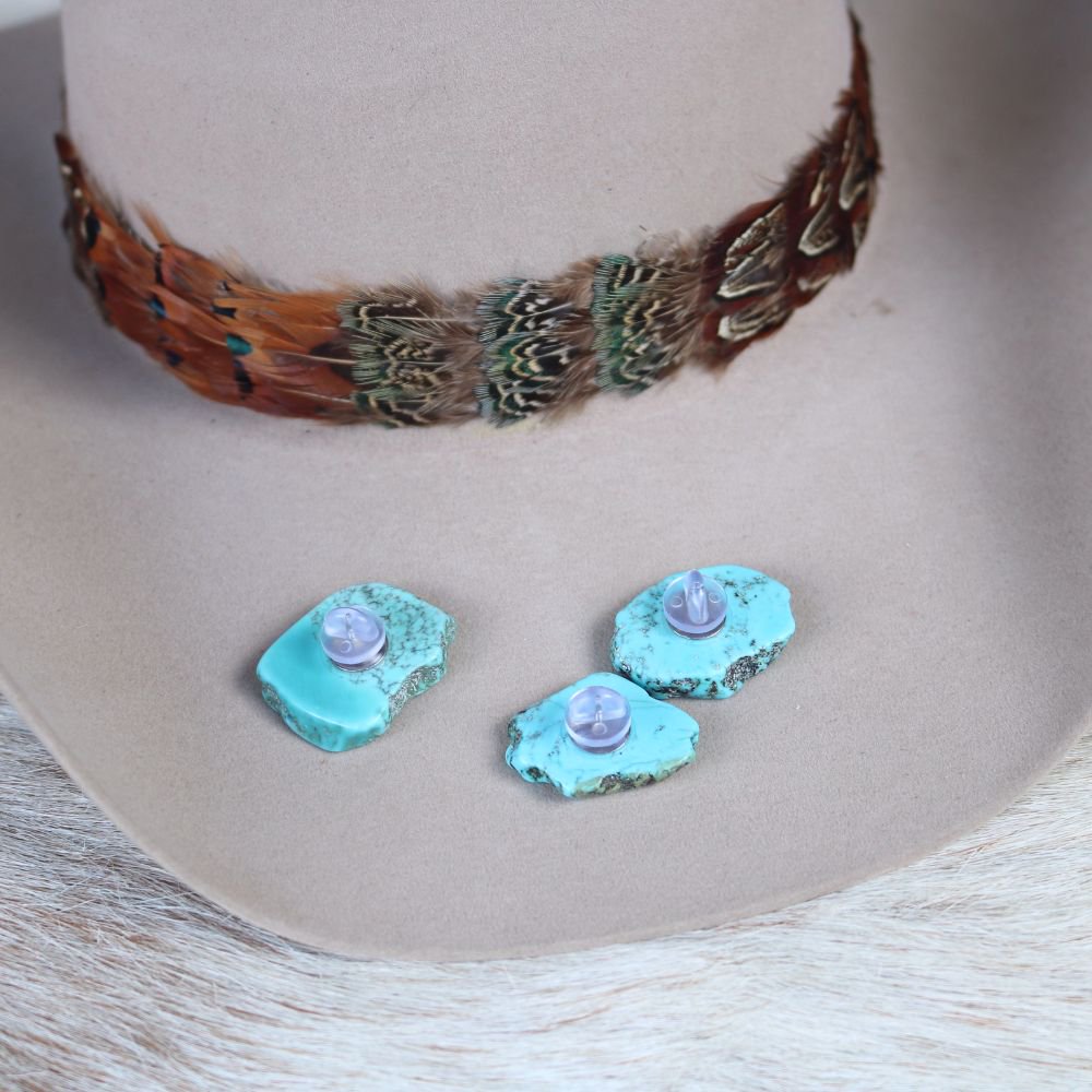 Turquoise Stone Button Hat Pin